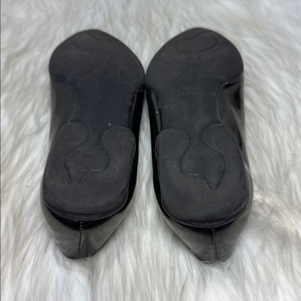 Prada Calzature Vintage Dark Pewter Ballet Patent Leather Flats Sz 38.5/US 8.5 - Picture 6 of 8